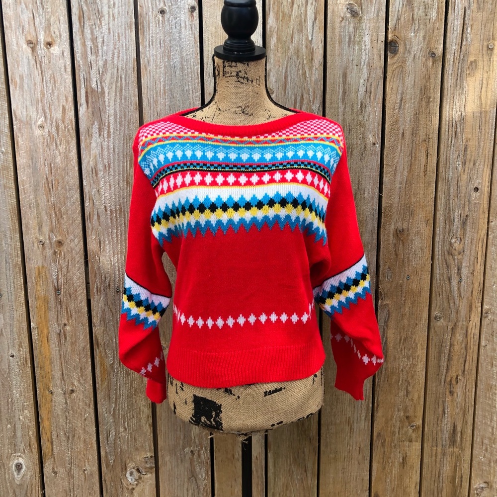 VINTAGE RAINBOW BATWING 1970S KNIT SWEATSHIRT 🌈